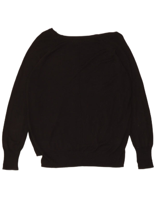 ZARA Womens Boat Neck Jumper Sweater UK 14 Large Black Synthetic