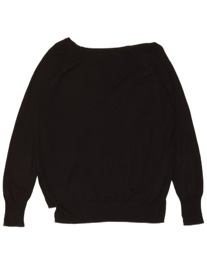 ZARA Womens Boat Neck Jumper Sweater UK 14 Large Black Synthetic