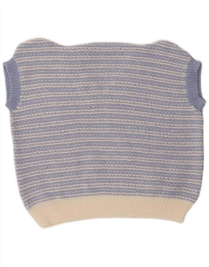 VINTAGE Womens Vest Tank Top UK 18 XL Blue Striped