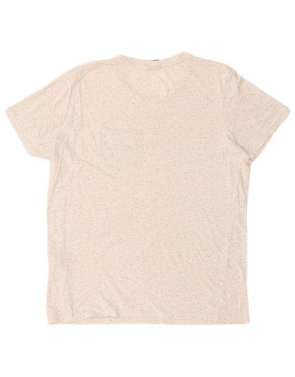 Jack & Jones Mens T-Shirt Top Large White Flecked Cotton