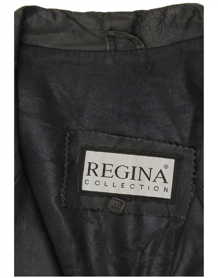 Regina Mens Leather Jacket UK 44 2XL Black Leather