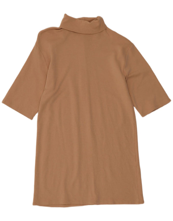 Zara Womens 1/2 Sleeve Shift Dress UK 8 Small Beige