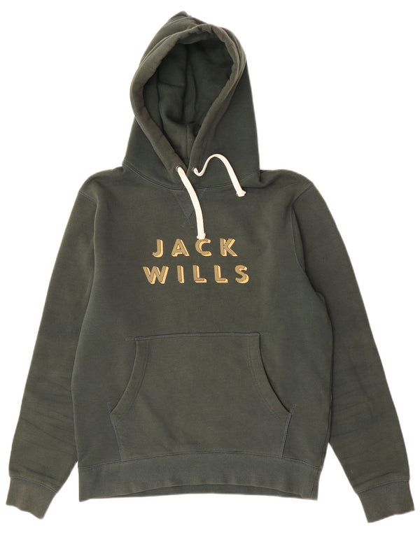 Jack Wills Mens Graphic Hoodie Jumper Medium Green Cotton