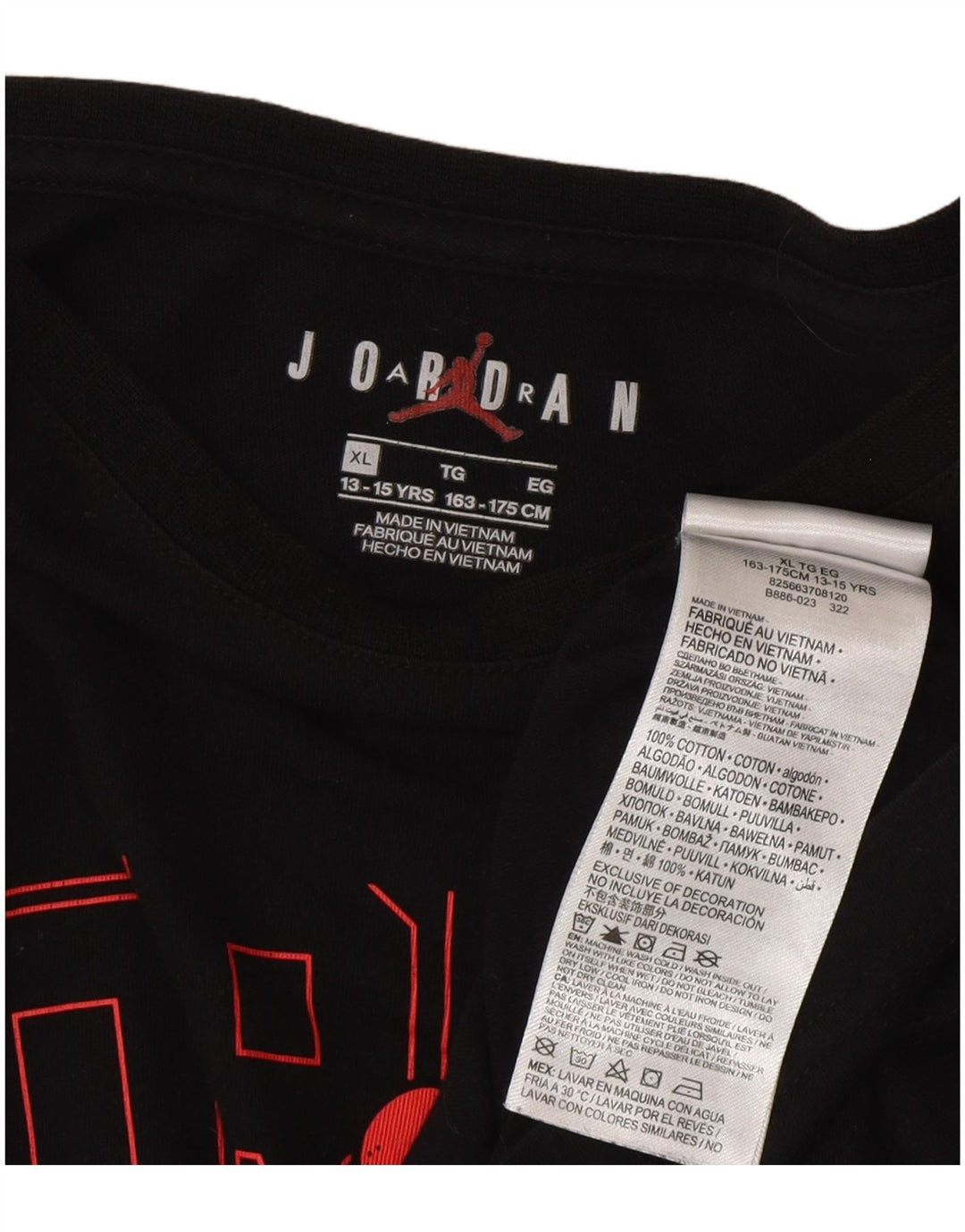 Jordan Boys Graphic Top Long Sleeve 13-14 Years XL Black Cotton