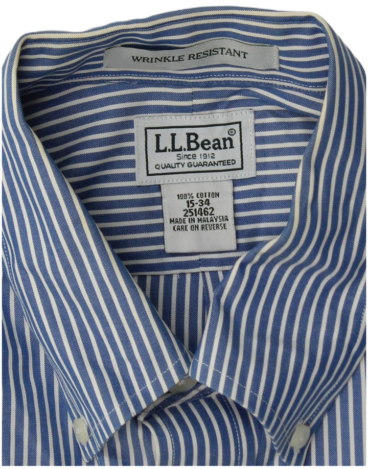 L.L.Bean Mens Shirt Size 15 Medium Blue Striped Cotton