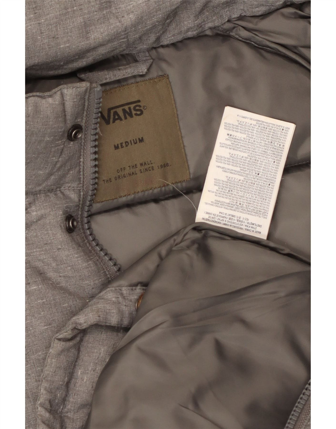 VANS Mens Hooded Padded Jacket UK 38 Medium Grey Nylon