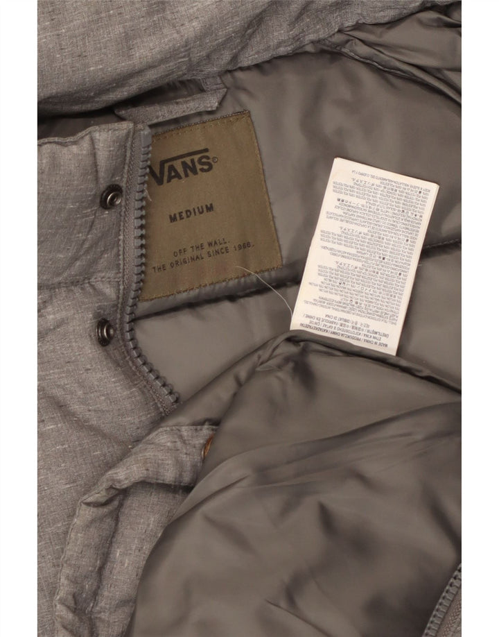 VANS Mens Hooded Padded Jacket UK 38 Medium Grey Nylon
