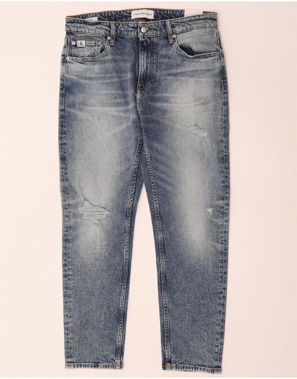 Calvin Klein Mens Dad Distressed Straight Jeans W31 L28 Blue Cotton