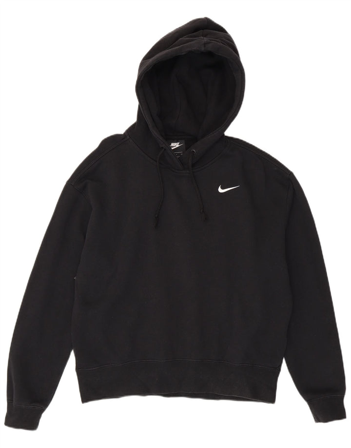 NIKE Womens Oversized Hoodie Jumper UK 10 Small Black Cotton
