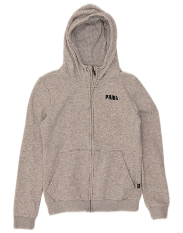 Puma Womens Zip Hoodie Sweater UK 6 XS Grey Cotton