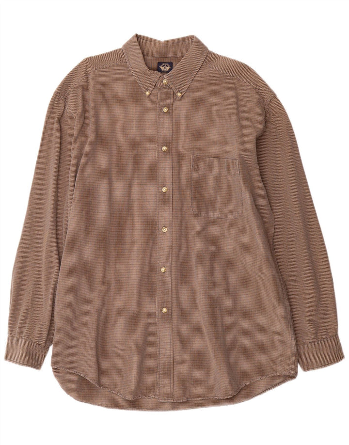 Dockers Mens Shirt XL Brown Check Cotton