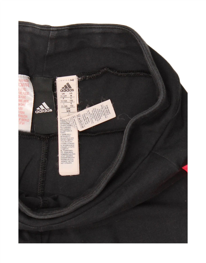 ADIDAS Girls Tracksuit Trousers 11-12 Years Black Cotton