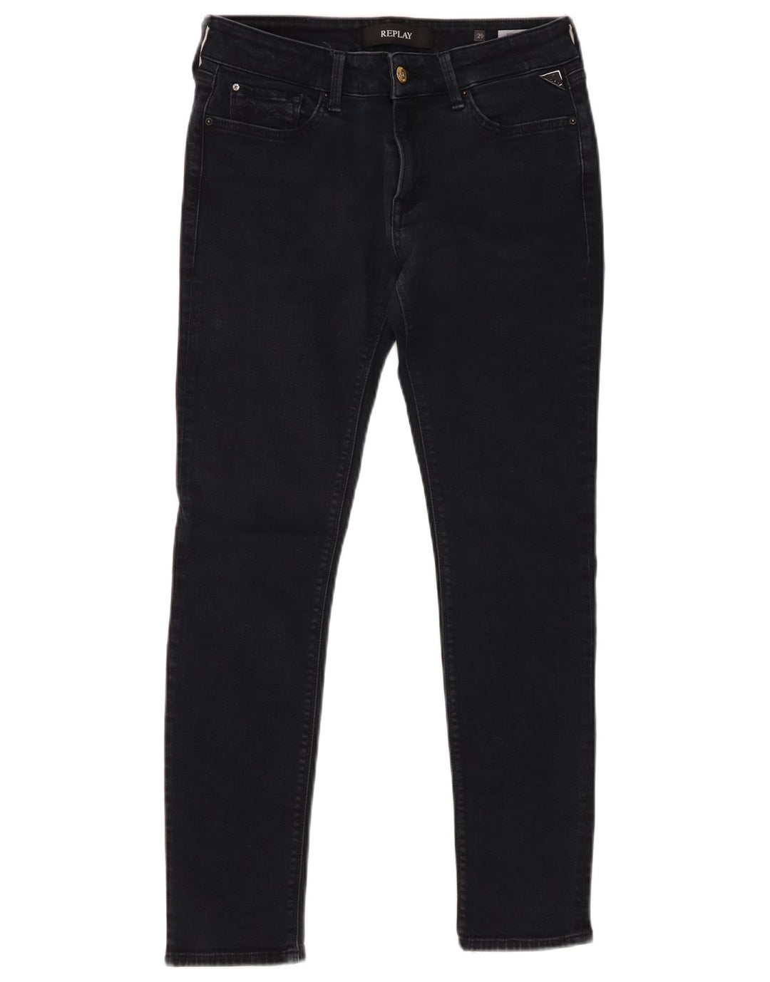 REPLAY Womens New Luz Skinny Jeans W29 L28 Black Cotton