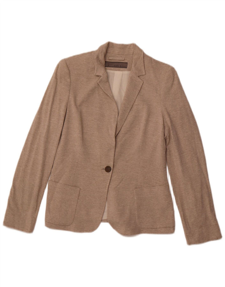 ZARA Womens 1 Button Blazer Jacket UK 12 Medium Brown