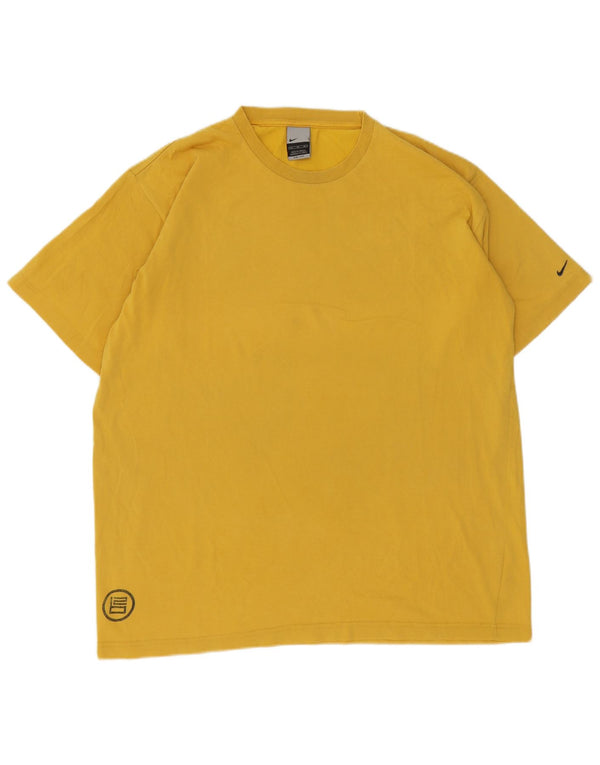 Nike Mens Dri Fit Graphic T-Shirt Top XL Yellow Cotton