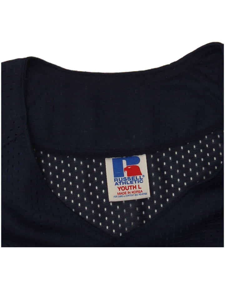 RUSSELL ATHLETIC Boys Jersey Top 13-14 Years Large Navy Blue