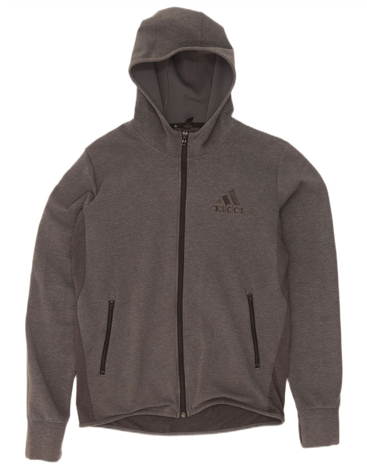 Adidas Mens Zip Hoodie Sweater Medium Grey Cotton