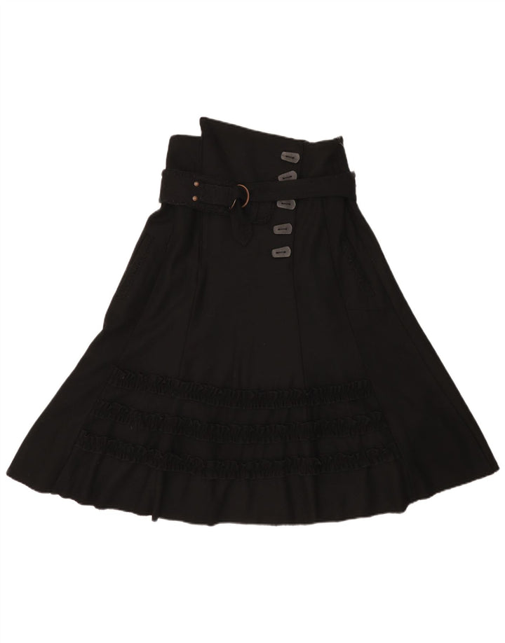 Object Womens A-Line Skirt EU 38 Medium W28 Black Wool