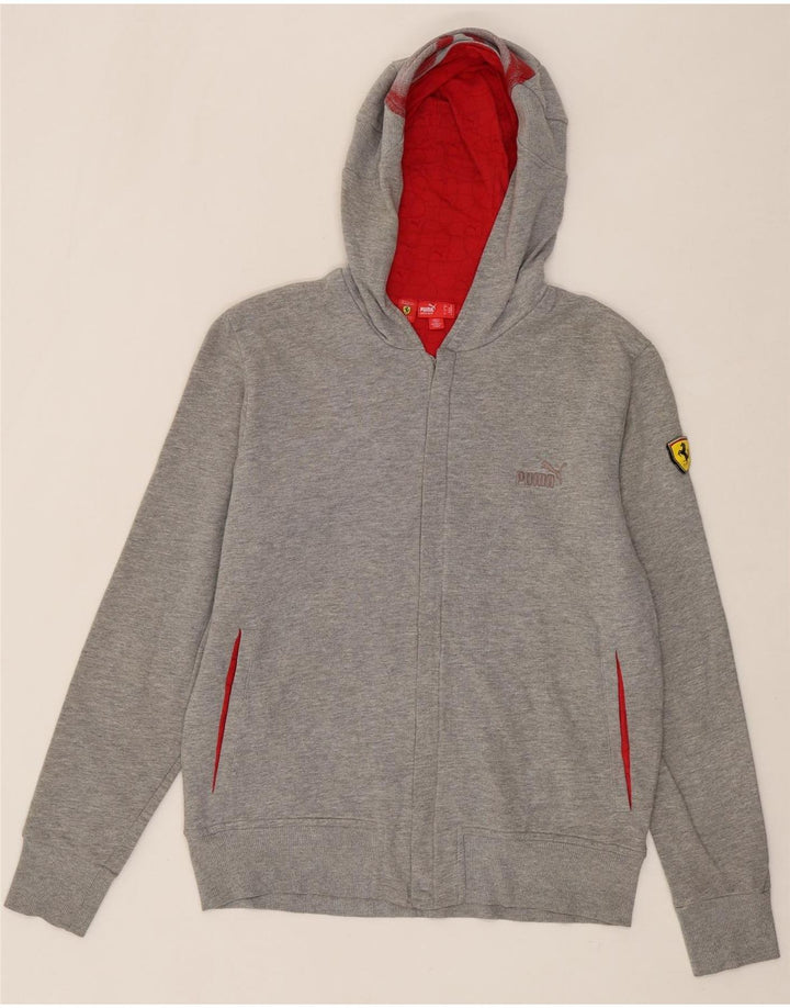 PUMA Mens Graphic Zip Hoodie Sweater Medium Grey Cotton Vintage Puma and Second-Hand Puma from Messina Hembry 