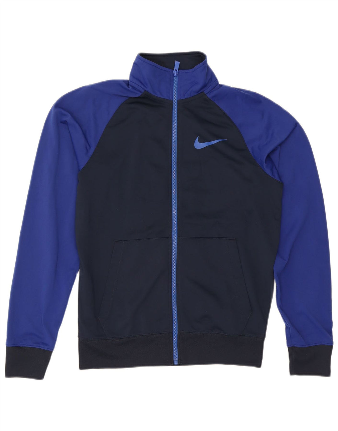 Nike Mens Tracksuit Top Jacket Small Navy Blue Colourblock Polyester