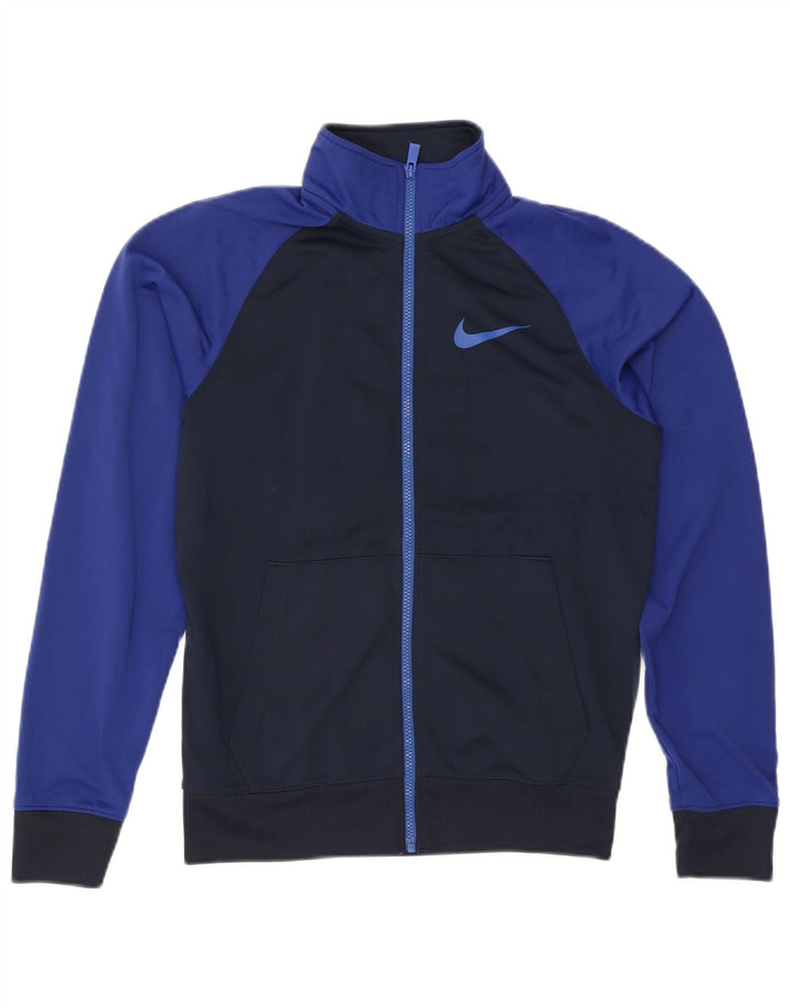 Nike Mens Tracksuit Top Jacket Small Navy Blue Colourblock Polyester