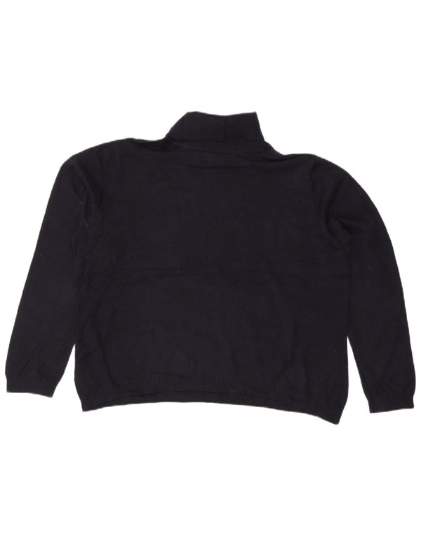 RALPH LAUREN Womens Roll Neck Jumper Sweater UK 20 2XL Navy Blue Silk