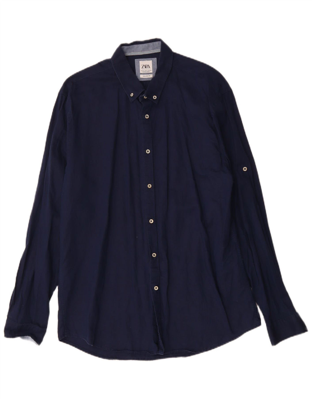 ZARA Mens Relaxed Fit Shirt XL Navy Blue