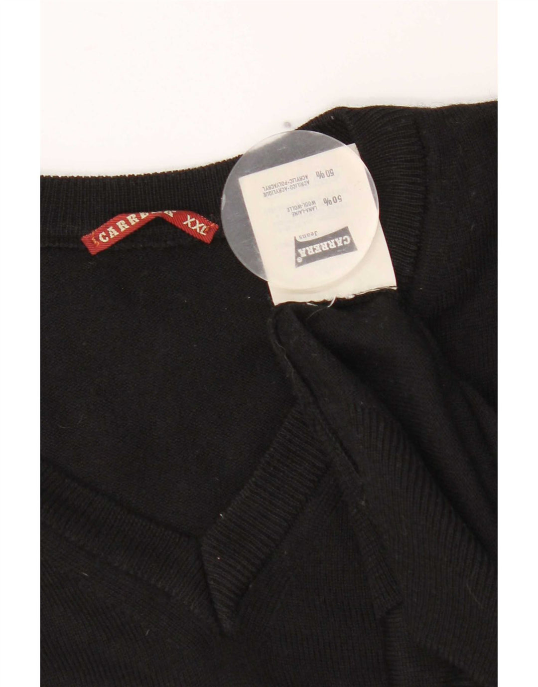 Carrera Mens V-Neck Jumper Sweater 2XL Black Wool