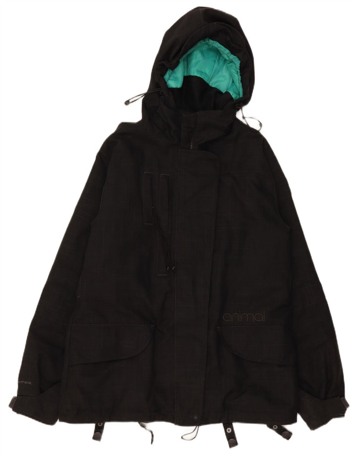 Animal Womens Hooded Windbreaker Jacket UK 14 Large Black Check Polyester