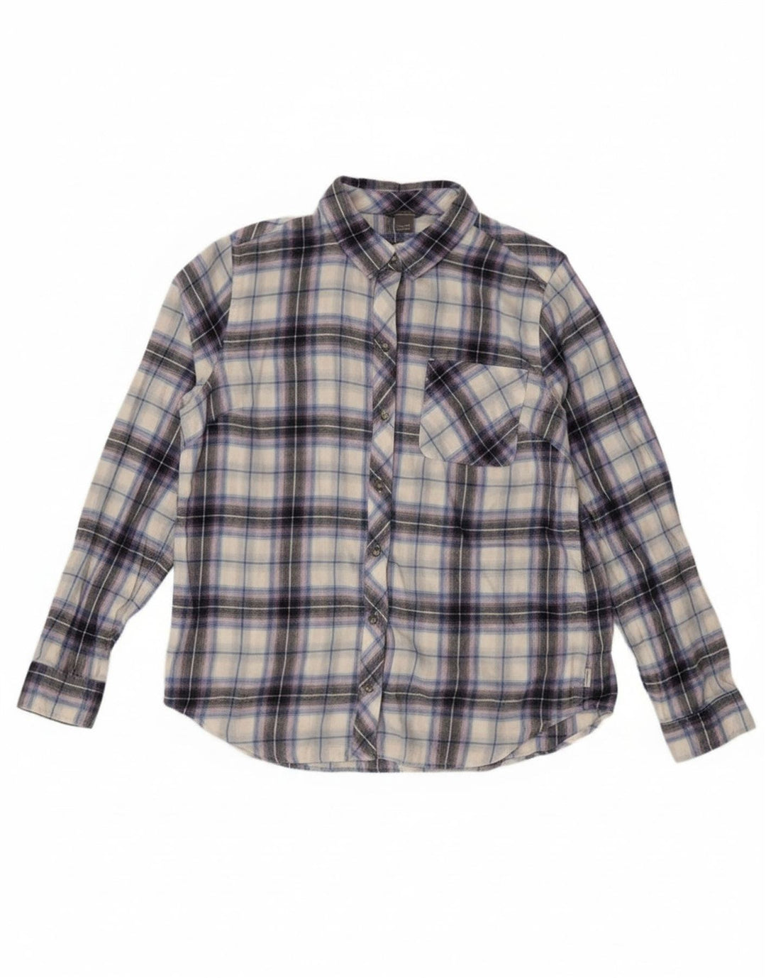 Eddie Bauer Womens Flannel Shirt UK 14 Medium Purple Plaid Cotton