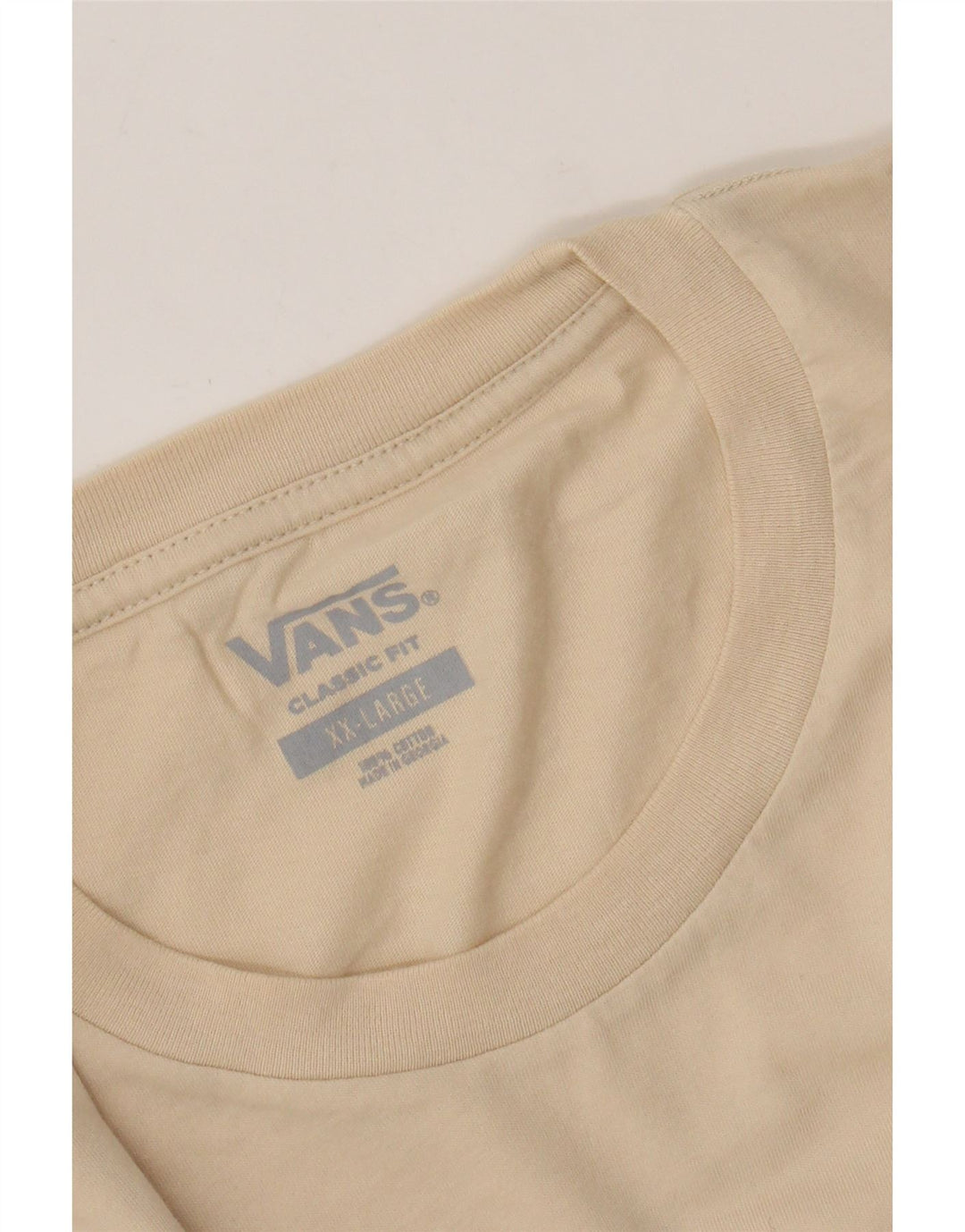 VANS Mens Classic Fit T-Shirt Top 2XL Beige Cotton