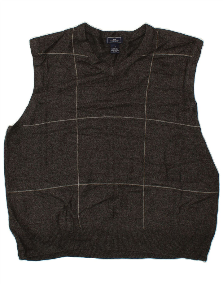 DOCKERS Mens Vest Tank Top Large Grey Check Acrylic Vintage Dockers and Second-Hand Dockers from Messina Hembry 