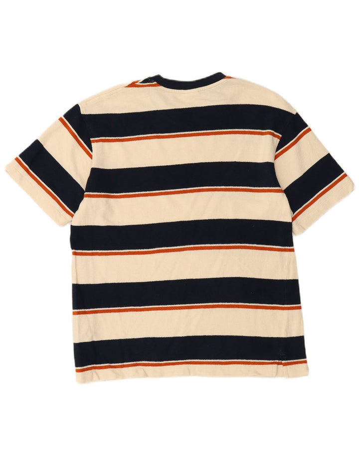 ZARA Mens T-Shirt Top Small Beige Striped Cotton