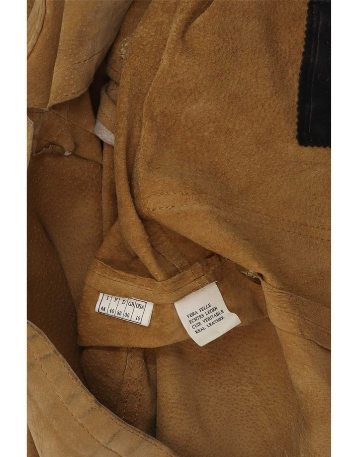 Vintage Womens Suede Overcoat IT 44 Medium Beige Leather