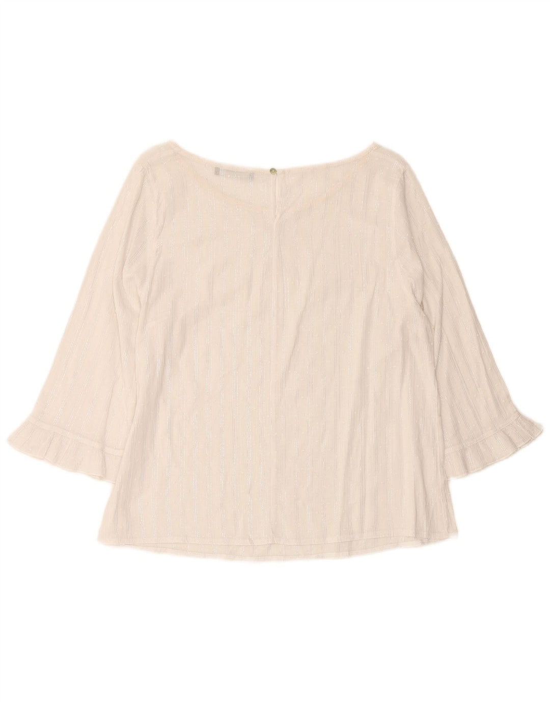 RAGNO Womens 3/4 Sleeve Crop Blouse Top UK 12 Medium White Striped