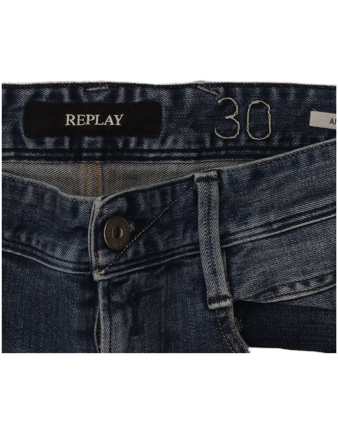 REPLAY Womens Anbass Distressed Slim Jeans W30 L31 Blue