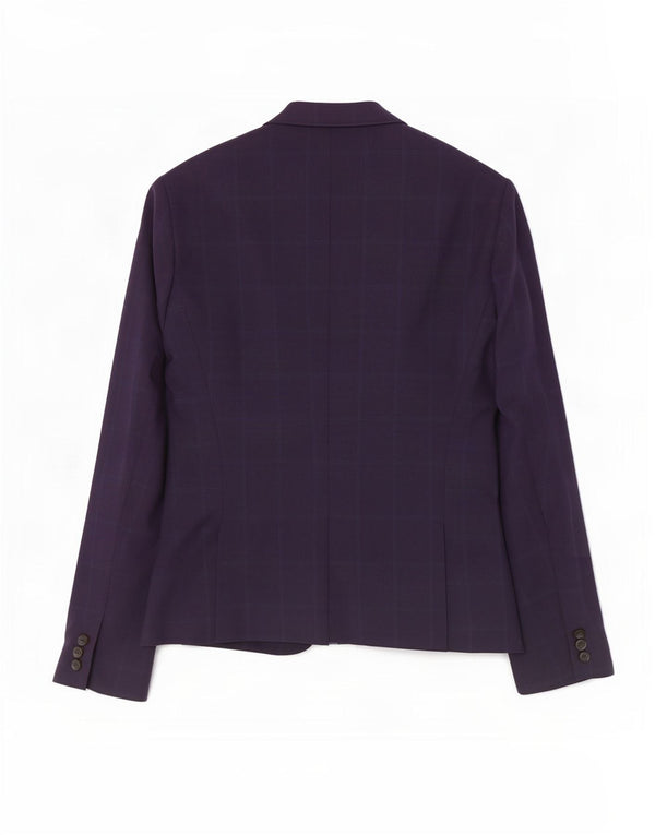 Zara Womens 1 Button Blazer Jacket EU 38 Small Navy Blue Check