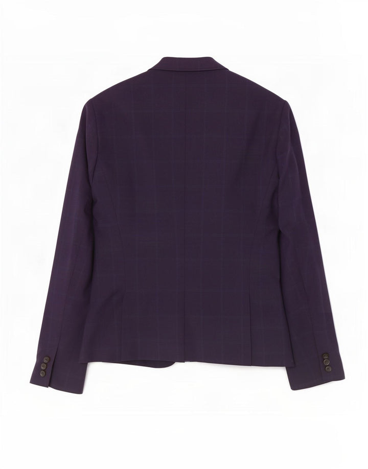 Zara Womens 1 Button Blazer Jacket EU 38 Small Navy Blue Check
