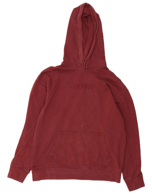 LEVI'S Mens Relaxed Fit Hoodie Jumper Medium Burgundy Cotton