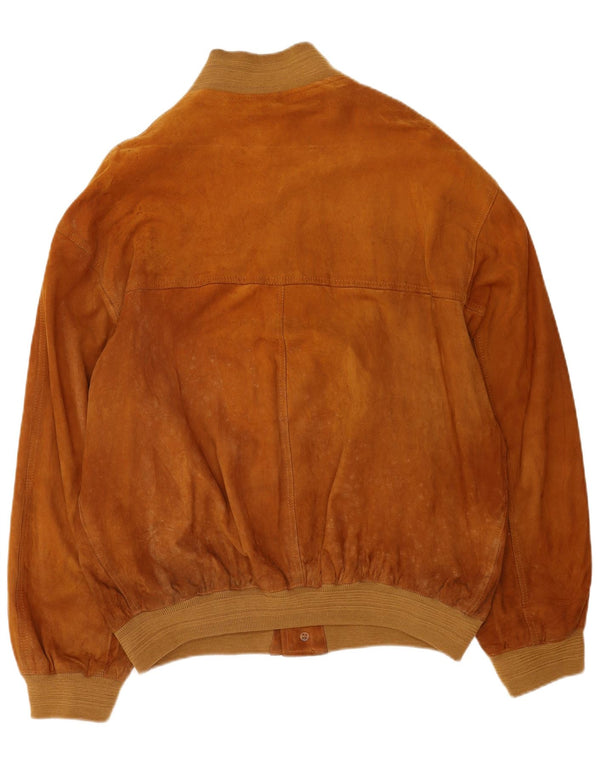 Gara Mens Suede Bomber Jacket IT 58 4XL Brown