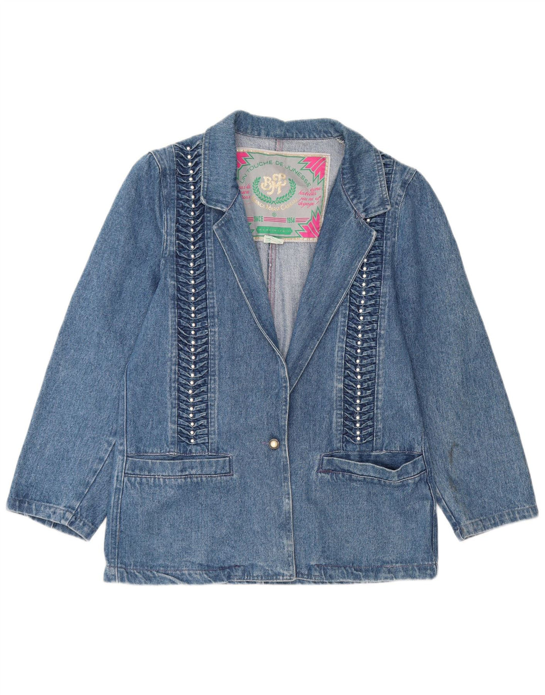 Bianca Maria Caselli Womens 1 Button Denim Blazer Jacket UK 10 Small Blue