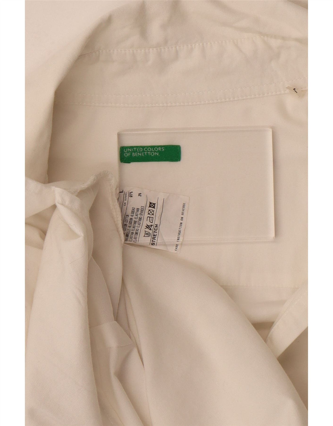 BENETTON Womens Pullover Shirt UK 16 Large White Cotton