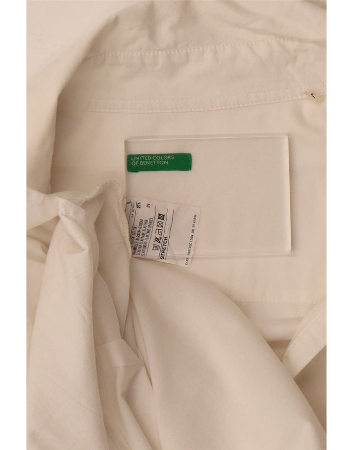 BENETTON Womens Pullover Shirt UK 16 Large White Cotton