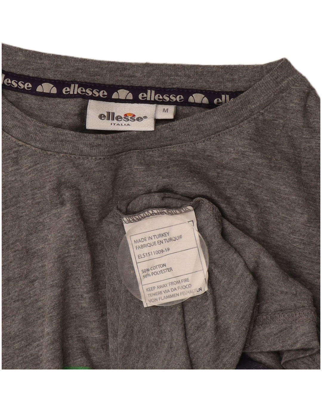 Ellesse Mens T-Shirt Top Medium Grey Colourblock Cotton