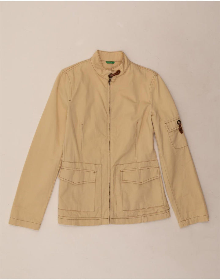 BENETTON Womens Utility Jacket IT 42 Medium Beige Cotton