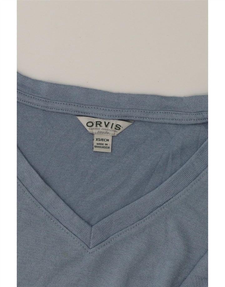 ORVIS Womens Oversized T-Shirt Top UK 6 XS Blue Polyester Vintage Orvis and Second-Hand Orvis from Messina Hembry 