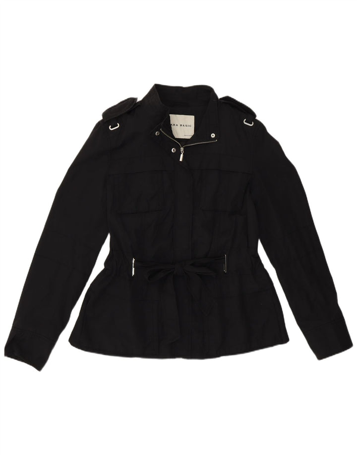 Zara Womens Military Utility Jacket UK 16 Large Black