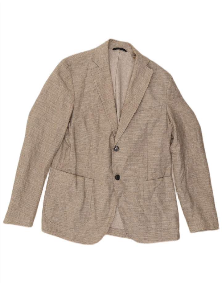 Libero Mens 2 Button Blazer Jacket IT 48 Medium Beige Linen
