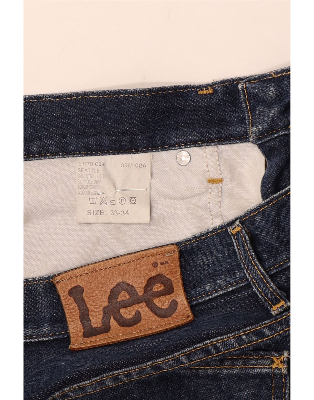 Lee Mens Seattle Straight Jeans W33 L31 Navy Blue Cotton