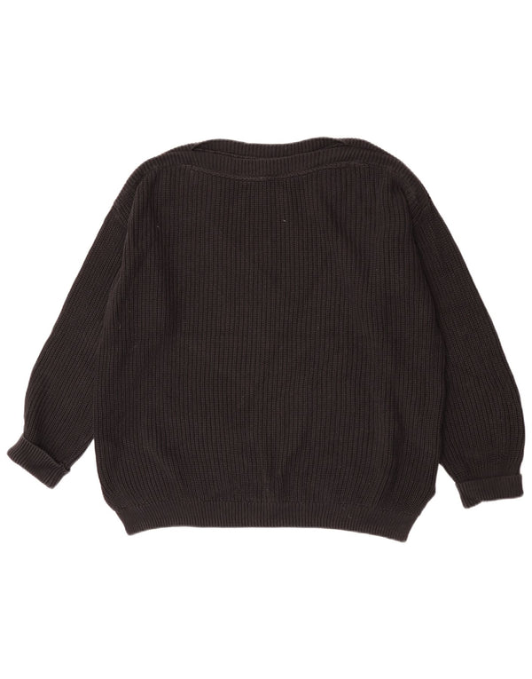Marks & Spencer Womens Crop Boat Neck Jumper Sweater UK 16 Large Black